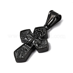 304ステンレスペンダント  イオンプレーティング（ip）  クロス  ブラック  29~38x20~26x3.5~6mm  穴：4x9mm&nbsp;STAS-I370-01EB