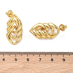 女性用304ステンレススチールスタッドピアス  菱形  イオンプレーティング（ip）  ゴールドカラー  26x15mm&nbsp;EJEW-K333-15G