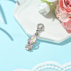 合金エナメルスリッパペンダント装飾  合金製カニカン付き  ピンク  41.5mm&nbsp;HJEW-JM01752-02