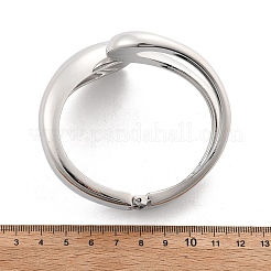 女性用合金ヒンジ付きバングル  ティアドロップ  プラチナ  内径：2-1/8インチ（5.5cm）x2-1/2インチ（6.4cm）&nbsp;BJEW-D312-01P