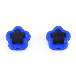不透明なメッキアクリルビーズ  ライン入り  スター  ブルー  9.5x10x5mm  穴：1.6mm  約1850個/500g&nbsp;OACR-N136-01E