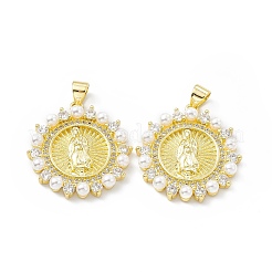 Rack Plating Eco-friendly Brass Micro Pave Clear Cubic Zirconia Pendants&nbsp;KK-B065-14G
