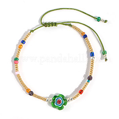 Flower Glass Seed Bead & Glass Beads Braided Bead Bracelets&nbsp;NS0067-3