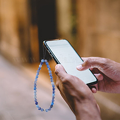 2Pcs 2 Styles Natural Blue Aventurine & Flower Amazonite Beaded Mobile Phone Lanyard Wrist Strap&nbsp;AJEW-AN0007-48