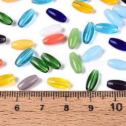 透明な色のガラスシードビーズ  オーバル  ミックスカラー  9x4mm  穴：1.2mm  約1875個/ポンド&nbsp;SEED-T007-16M