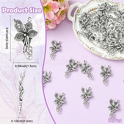 合金コネクタチャーム30個。  花のリンク  プラチナ  23x15x3mm&nbsp;FIND-YW0012-36
