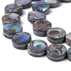 天然アワビシェル/パウアシェルビーズ連売り  フラットラウンド  カラフル  8x3mm  穴：0.5mm  約48個/連  16インチ&nbsp;SSHEL-G003-5-8x3mm