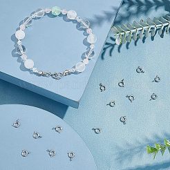 304ステンレススチールスプリングリング留め具30個  手動研磨  ネックレスデザイン素材  ステンレス鋼色  5mm  穴：1mm&nbsp;STAS-UN0028-99