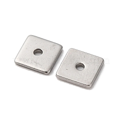 304ステンレススチールスペーサービーズ  正方形  プラチナ  6x6x1mm  穴：1.2mm&nbsp;STAS-E134-19P-03