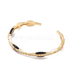 Brass Micro Pave Clear Cubic Zirconia & Resin Open Cuff Bangles for Women&nbsp;BJEW-S147-05G