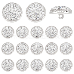 18穴亜鉛合金ラインストーンシャンクボタン1個  フラットラウンド  服飾材料  銀  18x10.5mm  穴：2.5mm&nbsp;BUTT-WR0001-36S