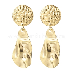 304 Stainless Steel Teardrop with Flat Round Dangle Stud Earrings&nbsp;EJEW-JE06752