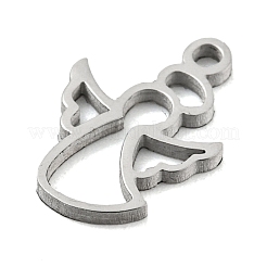 変色しないレーザーカット304ステンレススチールチャーム  エンジェルチャーム  ステンレス鋼色  11x8x1mm  穴：1.2mm&nbsp;STAS-G323-04P
