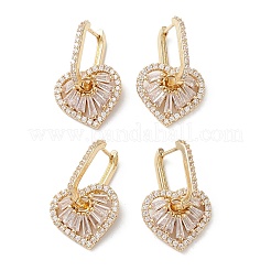 Heart Cubic Zirconia Hoop Earrings&nbsp;EJEW-M216-06A