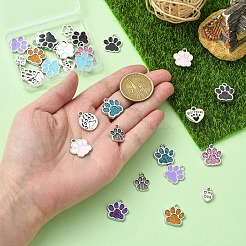 30個15スタイルの合金チャーム  エナメル  犬の足跡  アンティークシルバー＆プラチナ  13~18x10~16x1.5~2.5mm  穴：2mm  2個/スタイル&nbsp;FIND-YW0006-54