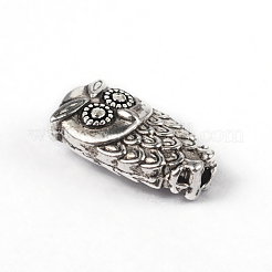 チベット風合金ビーズ  フクロウ  カドミウムフリー＆鉛フリー  アンティークシルバー  10x6x3.5mm  穴：1mm&nbsp;X-TIBE-ZN-47233-AS-RS
