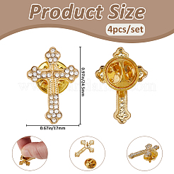 4Pcs Floral Cross Zinc Alloy Rhinestone Lapel Pin Backs for Backpack Clothes&nbsp;JEWB-FH0002-32G