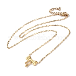 Ion Plating(IP) 304 Stainless Steel Cable Chain Bowknot Pendant Necklaces&nbsp;NJEW-Z041-03G-03