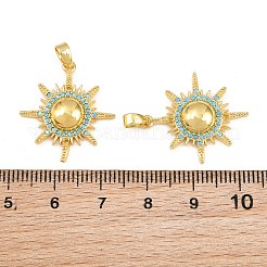 Brass Micro Pave Sky Blue Cubic Zirconia Pendants&nbsp;CU-CBAA571-09G
