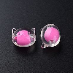 透明なアクリルビーズ  二層ビーズ  猫  ショッキングピンク  16x18.5x14.5mm  穴：3.5mm  約196個/500g&nbsp;MACR-S373-115-B04