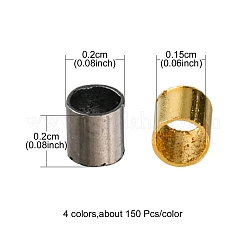 600 個 4 色真鍮つぶし玉  チューブ  ミックスカラー  2x2x0.15mm  穴：1.5mm  150個/カラー&nbsp;KK-YW0001-52