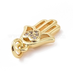 Brass Micro Pave Cubic Zirconia Palm Charms&nbsp;KK-C012-08G