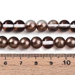 ベーキングペイント透明ガラスビーズ連売り  ラウンド  ツートン  サドルブラウン  8~8.5mm  穴：1mm  約103~107個/連  30.71~32.28インチ（78~82cm）&nbsp;DGLA-N011-8mm-09