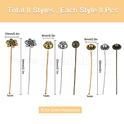 64Pcs 8 Style Tibetan Style Alloy Brooch Cabochon Settings&nbsp;TIBE-SC0001-39