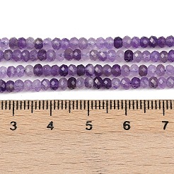 天然石アメジストビーズ連売り  多面カット  ロンデル  ロンデル  3x2mm  穴：0.5mm  約165個/連  15.16インチ（38.5cm）&nbsp;G-L625-A01-3x2mm-02