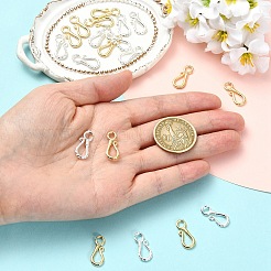 真鍮フック留め具20色2個  カドミウムフリー＆鉛フリー  ゴールデン＆シルバー  19x8x2mm  穴：3mm  10個/カラー&nbsp;KK-YW0004-17