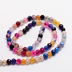 Faceted Natural Agate Round Beads Strands&nbsp;X-G-E318C-4mm-01