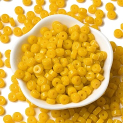 不透明色のガラスシードビーズ  コラム  ゴールド  6x3mm  穴：1.4mm  約2027個/ポンド&nbsp;SEED-E001-P3x6mm-07
