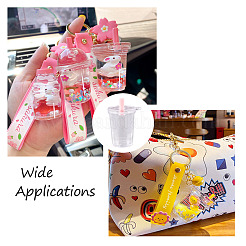 Diyキーホルダー作成キット  ミルクティー＆コーラ＆ビールカップ型プラスチックペンダント20個  鉄製スプリットキーホルダー40個＆丸カン  プラチナ  38x34x59mm  60個/セット&nbsp;DIY-KS0001-14