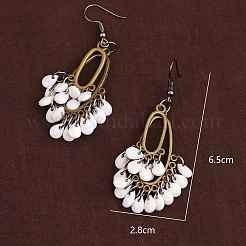 ボヘミアン合金シャンデリアピアス  樹脂と  ティアドロップ  プラチナ  65x28mm&nbsp;WG8E5F2-01