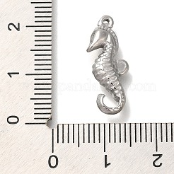 変色防止304ステンレススチールペンダント  タツノオトシゴのチャーム  ステンレス鋼色  21x7.5x3.5mm  穴：0.6mm&nbsp;STAS-P371-103P