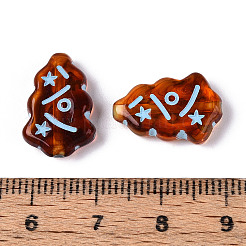 塗装された透明なアクリルビーズ  模造琥珀  クリスマスツリー  シエナ  17x11.5x4.8mm  穴：1.4mm  約819個/500g&nbsp;OACR-T029-03N