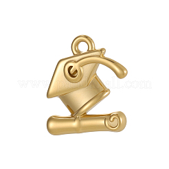 304ステンレススチールチャーム  ドクターハット  イオンプレーティング（ip）  18KGP本金メッキ  13x12mm  穴：1mm&nbsp;STAS-OY009-69G