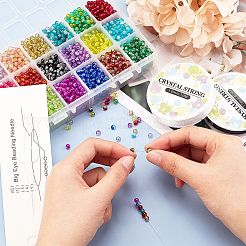 DIYベーキングペイントクラックルガラスビーズストレッチブレスレット作成キット  鋭い鋼のはさみを含む  弾性水晶の線  ステンレス鋼のビーズ針  ミックスカラー  ビーズ：4mm  穴：1.1~1.3mm  4500個/セット&nbsp;DIY-PH0004-54C