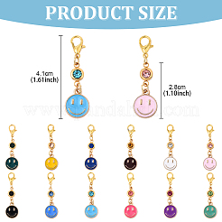 48Pcs 12 Styles Birthstone & Smiling Face Alloy Enamel Pendant Decorations&nbsp;HJEW-YW00169