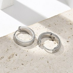 女性用304ステンレスフープピアス  316サージカルステンレススチール製耳ピン付き  リング  ステンレス鋼色  16x4mm&nbsp;EJEW-C096-62P
