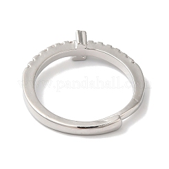 Rack Plating Brass Clear Cubic Zirconia Number 1 Adjustable Rings for Women&nbsp;RJEW-S407-09P-01