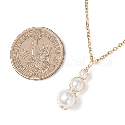 White Round Shell PearlBeaded Pendant 304 Stainless Steel Cable Chain Necklaces for Women&nbsp;NJEW-JN05795