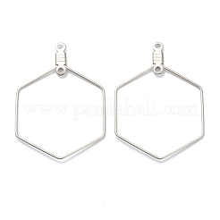 変色しない316ステンレススチールイヤリング金具  六角  ステンレス鋼色  35x25x1.2mm  穴：1.2mm&nbsp;STAS-O149-05P