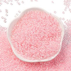 ガラスシリンダービーズ  シードビーズ  色の内側  丸い穴  ピンク  2.4~2.7x1.5~1.8mm  穴：1.2mm  約20000個/ポンド&nbsp;SEED-L011-11B-16