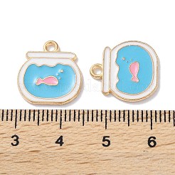 合金エナメルチャーム  ゴールドカラー  水槽  15.5x15x1.2mm  穴：1.5mm&nbsp;X-ENAM-O001-11C-G