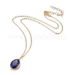 Natural Lapis Lazuli Wire Wrapped Pendant Necklaces&nbsp;NJEW-JN03080-03