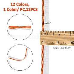 ポリエステルブックヘッドバンド12個（12色）  装丁装飾用  ミックスカラー  1/2インチ（13~14mm）  約1.5ヤード/個  1pc /カラー&nbsp;OCOR-FH0001-34