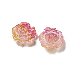 蓄光透明樹脂カボション  暗闇で光るグリッターパウダー入りの花  サクランボ色  9x9.5x5mm&nbsp;RESI-D013-05C