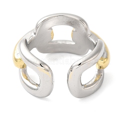 Brass Cable Chain Shape Open Cuff Rings for Women&nbsp;RJEW-B062-15GP