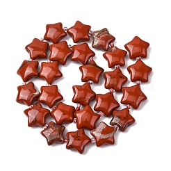 天然石レッドジャスパービーズ連売り  スター  シードビーズで  15~15.5x16~16.5x6.5~7mm  穴：1.4mm  約25個/連  15.75''~16.14''（40~41センチメートル）&nbsp;G-K359-E04